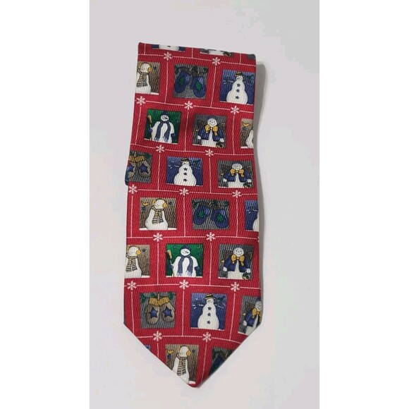 Holidays By MMG Mens Tie Christmas Snowman 57" Multicolor Silk Made in USA - Picture 4 of 7